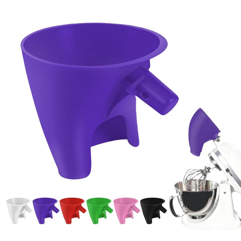 POMFAEE Flour Funnel for Kitchen Aid Mixer, Stand Mixer Attachment, Plastic Powder Funnel with Easy-Pour, Prevents Spills and Messes,Easy Pouring Design for Egg Liquid and Both Flour（Purple） - Image 1